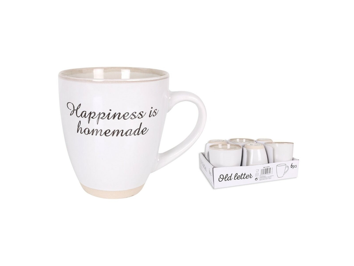 Caneca Old Letter Cerâmica 450 Ml Branco BIGBUY