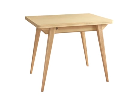 Mesa extensível de madeira, 90x65x76, folheado de freixo, Ragaba, tampo, para 4 pessoas