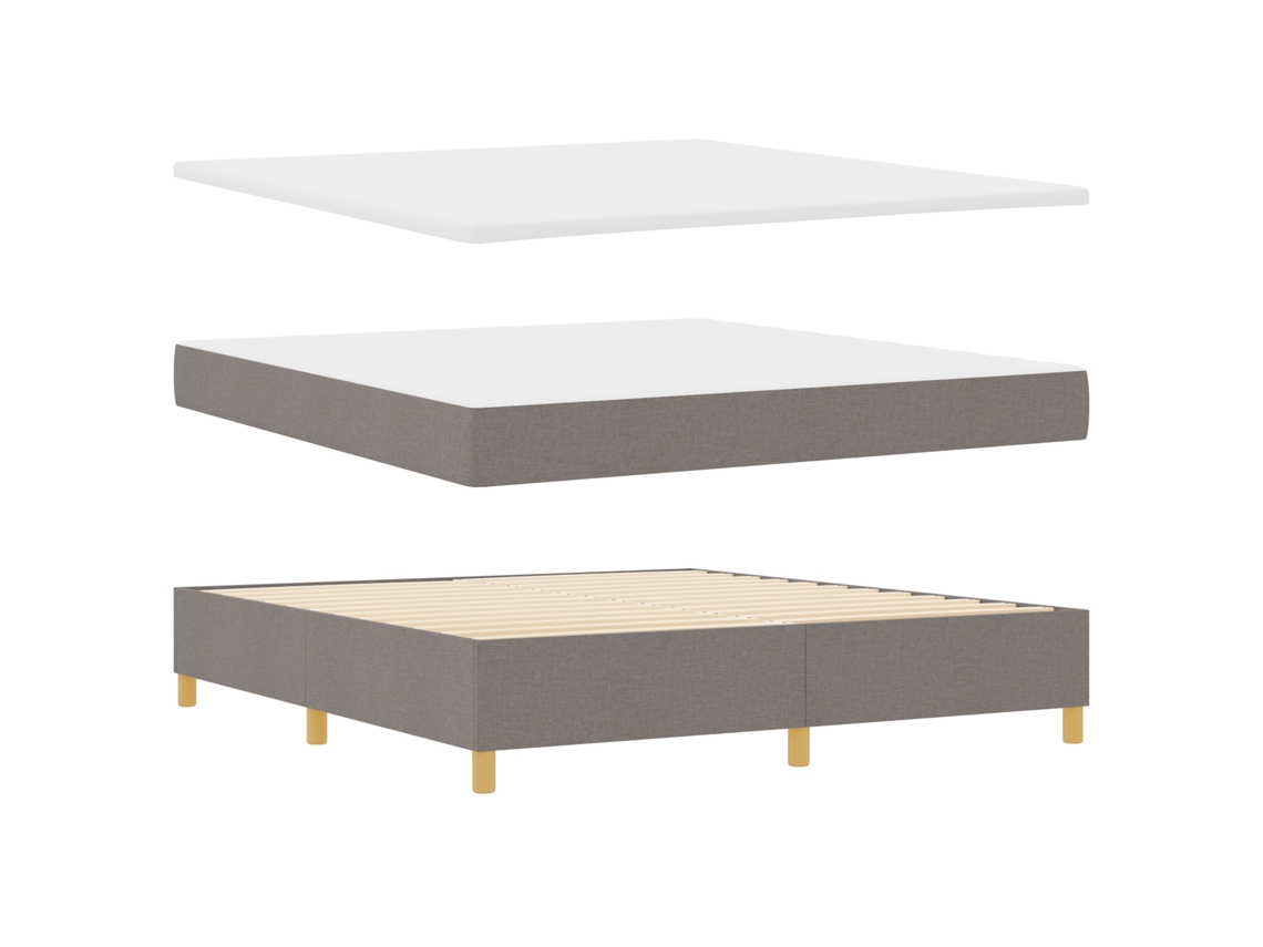 Conjunto 1 Cama Box Vidaxl Castanho-acinzentado Poliéster (200 X 180 Cm)
