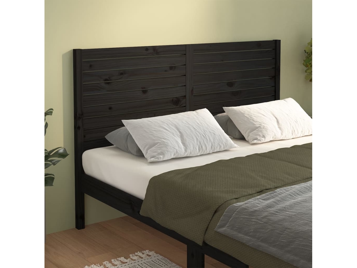 Vidaxl Cabeceira De Cama 166x4x100 Cm Pinho Maciço Preto