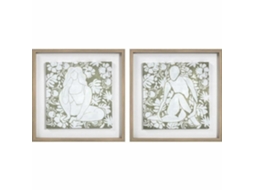 Quadro Decorativo - 42 X 3 X 42 Cm - Design Escandinavo - Lote De 2 - Flores