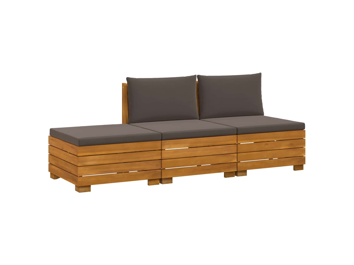Maison Exclusive - Conjunto De Sofás Para Exterior Com Almofada 3 Peça Castanho