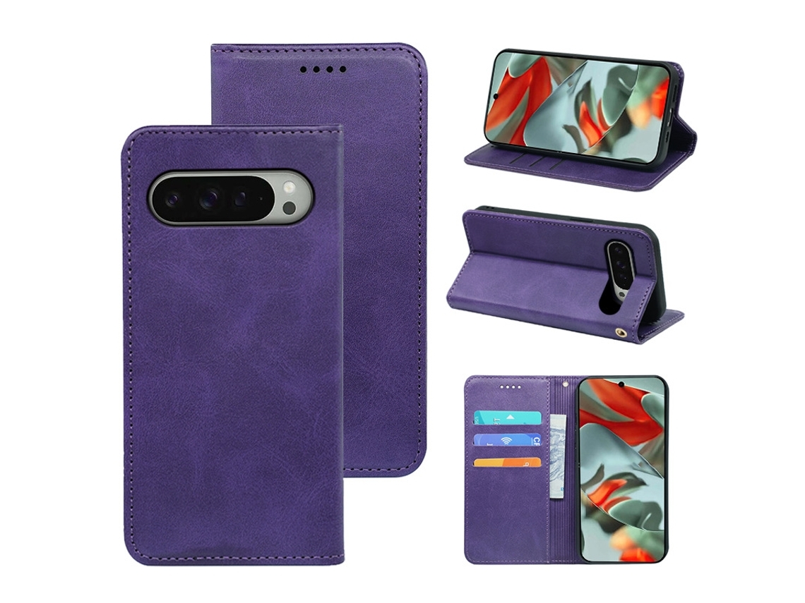 Zsanfs Capa Pele Pu Para Google Pixel 8a, Cor Roxo