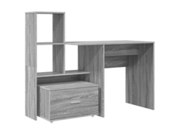 Conjunto 1 Escrivaninha De Madeira Engenharia Vidaxl Cinzento Derivados De Madeira (131,5 X 50 X 106,5 Cm)
