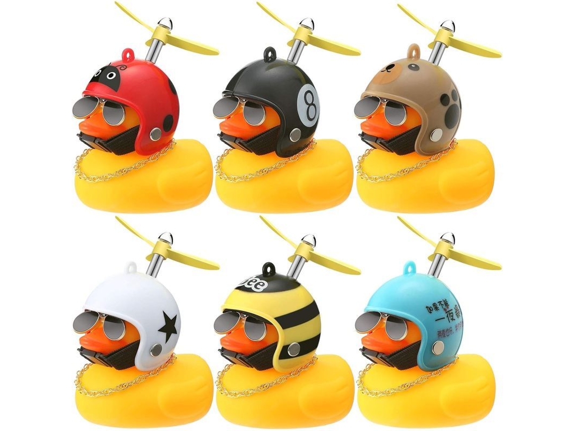 6 Peças De Brinquedos De Pato Amarelo De Borracha Com Hélice Para Decorar Carros, Motos E Bicicletas
