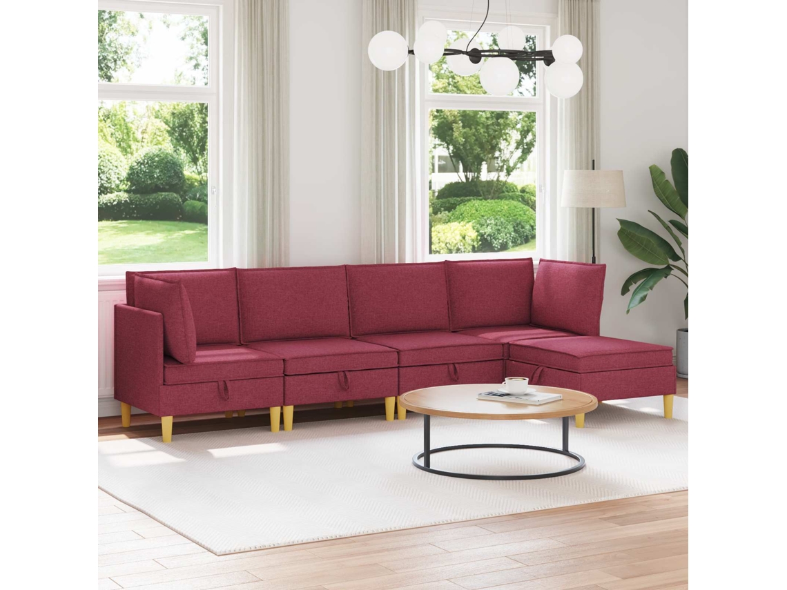 Vidaxl Conjunto De Sofá Modular Com Armazenamento 5 Unid. Tecido