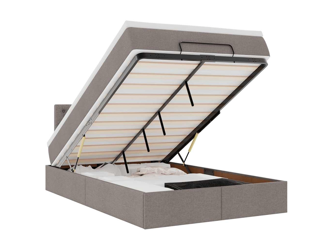 Ottoman Bed, Ottoman Beds Vidaxl Cinzento-acastanhado Tecido (120 X 190 Cm)