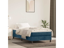 Vidaxl Estrutura De Cama Com Molas 90x200 Cm Veludo Azul-escuro