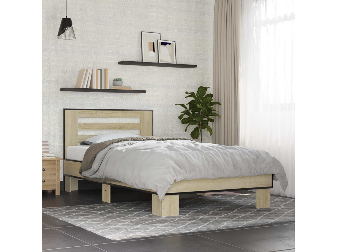 Vidaxl Estrutura De Cama Com Cabeceira Carvalho Sonoma 80 X 200 Cm