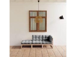 Vidaxl 3 Pcs Conjunto Lounge De Jardim C/ Almofadões Pinho Maciço