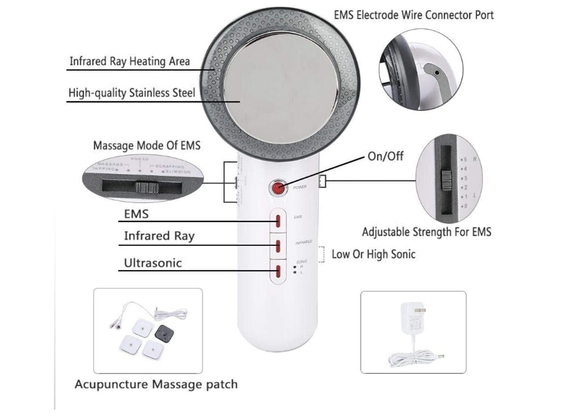 Máquina Branca para Eliminação de Gordura e Emagrecimento, Compacto, Recarregável, Uso Diário, Higiênico, Compacto, Recarregável, Uso D STELASPLEN