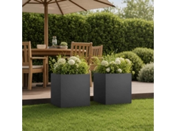 Vidaxl Vaso De Jardim 2 Unid. Preto 35 X 35 X 35 Cm