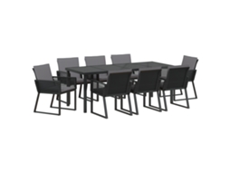 Conjunto 9 Conjunto De Jantar Para Jardim Vidaxl Preto Vime Pe (200 X 80 X 73 Cm)