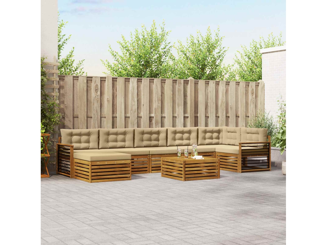Vidaxl Conjunto De Sofás Para Exterior 8 Unid. Natural E Bege