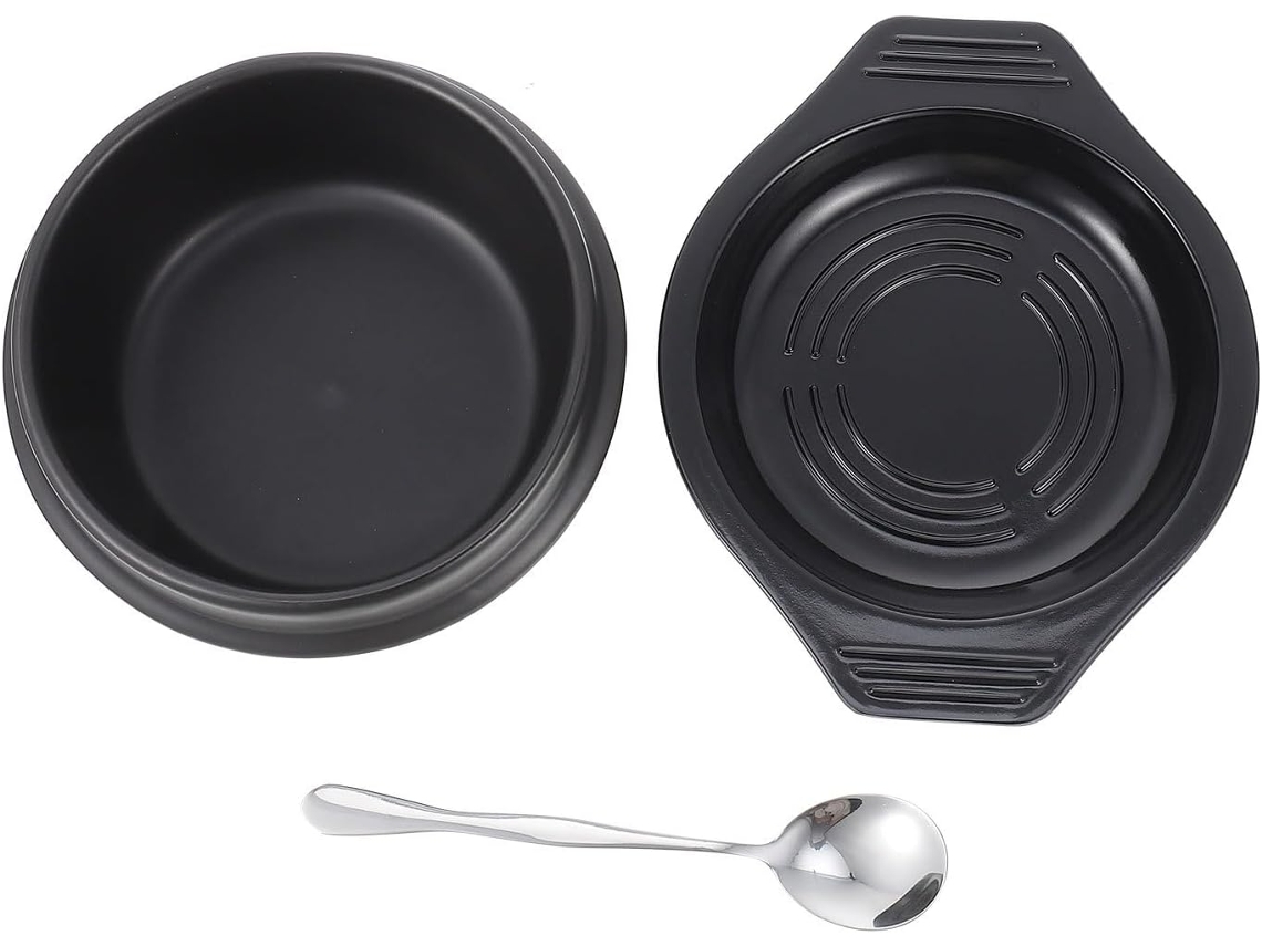 Caçarola de Cerâmica de 1100ml para Bibimbap com Alça e Tampa Removíveis. Utensílio de Cozinha Próprio para Forno CHABERLU