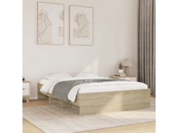 Vidaxl Estrutura De Cama 135x190 Cm Derivados Madeira Carvalho Sonoma