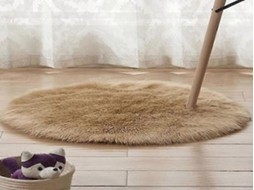Lurelia Tapete Redondo Infantil Lavável Macio Fofo Fibra Acrílica Lã Artificial Camelo Sala Quarto R155