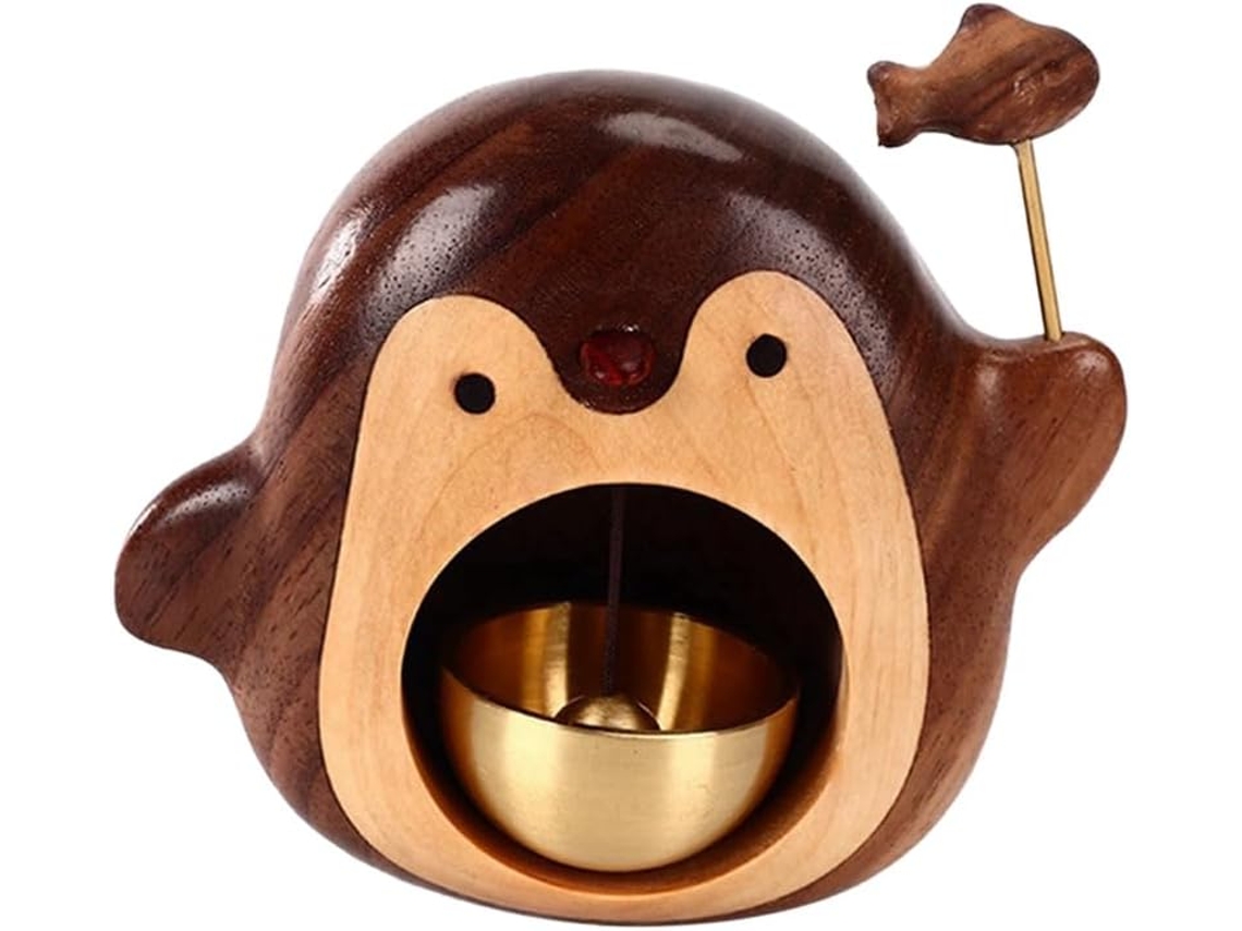 Campainha De Madeira Nogueira Preta, Sinos De Bronze, Série Pinguim, Presentes De Decoração Casa