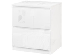 Mesa De Cabeceira Moderna De Com 2 Gavetas De Para Dormitório 40x34x45 Cm Branco Brilhante