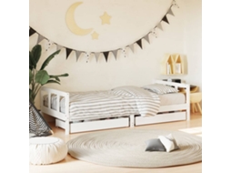 Vidaxl Estrutura Cama Infantil C/ Gavetas 90x200cm Pinho Maciço Branco