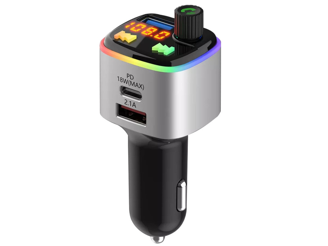 Transmissor Fm YIZHOOD P1 18W Mãos Livres Mp3 True 3.1A Dual Usb Port Pd Carregamento Prata