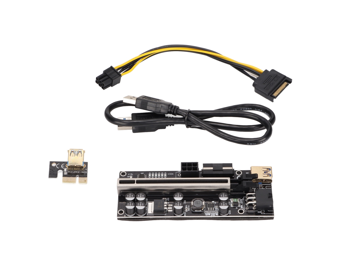 Placa Adaptadora Riser Pcie 16x Extensor Placade Vídeo Riser Com 6 Luzes Led Douradas