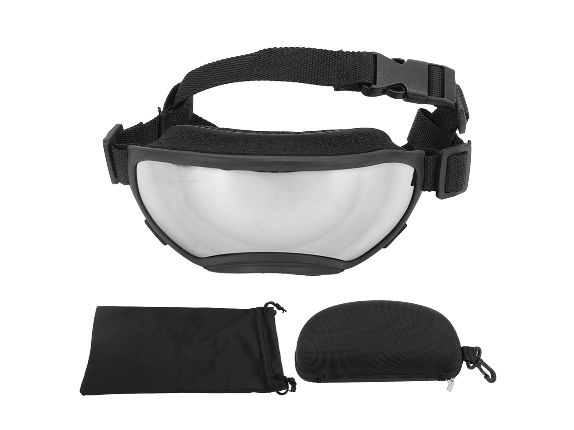 Gafas De Sol Para Perros Impermeables Al Viento Con Protección Uv Y Correa Ajustable Para Esquí, Ciclismo Y Viajes Marco Negro Con Lentes Plateadas