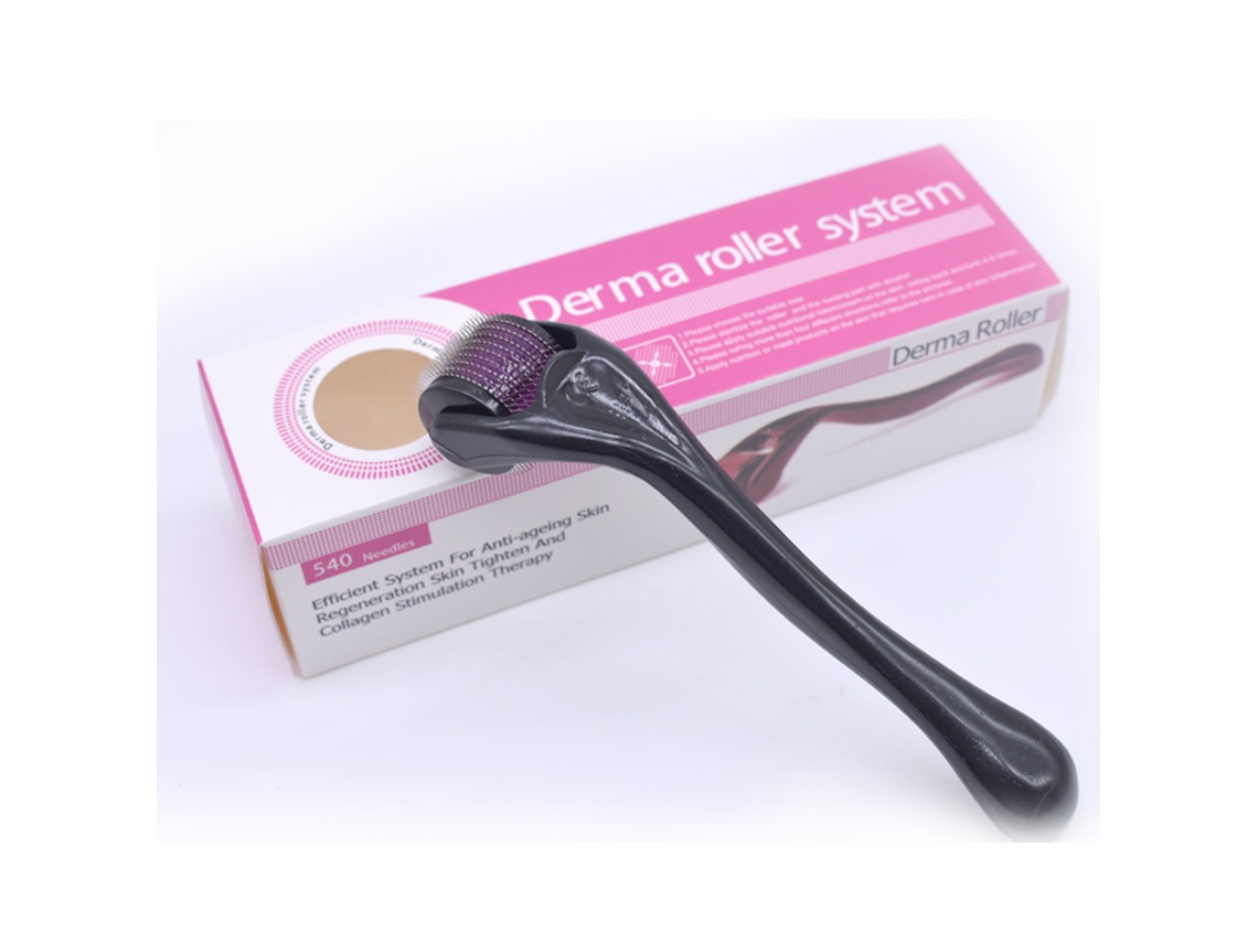 Roller de Microagulhas 0,75 Mm para Massagem Facial e do Couro Cabeludo Impermeável Multifuncional Casa Férias STELASPLEN (cabo Preto, Rolo Roxo)