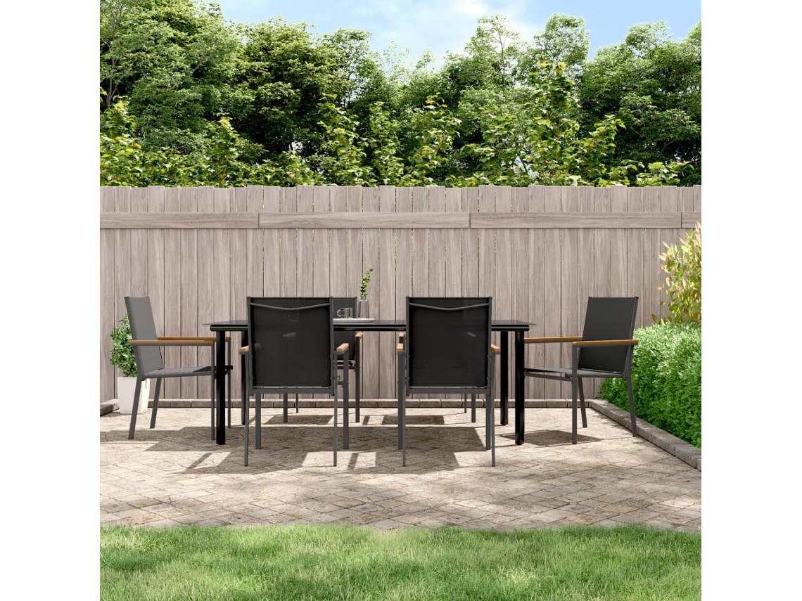 Garden Dining Set, Garden Dining Sets Vidaxl Preto Aço (mesa Com 200 Cm De Comprimento)