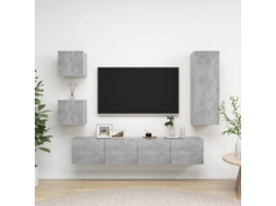 Vidaxl 5 Pcs Conjunto De Móveis De Tv Derivados Madeira Cinza Cimento