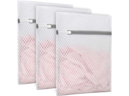 Conjunto de 3 Bolsas de Lavanderia de Malha Honeycomb 23x30cm S/MARCA