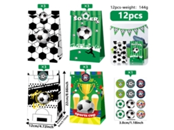 Conjunto De 12 Sacos Presente Com Tema Futebol Copa Do Mundo Com Adesivos Para Decoração Festas De Aniversário E Eventos Esportivos, Ergo...