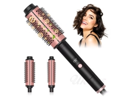 Curling Iron Thermal Brush 3 Em 1 Set Iônico Aquecido Redondo Curling Brush Cabelo Estilo Cerâmico Duplo Aquecedor Trimtide