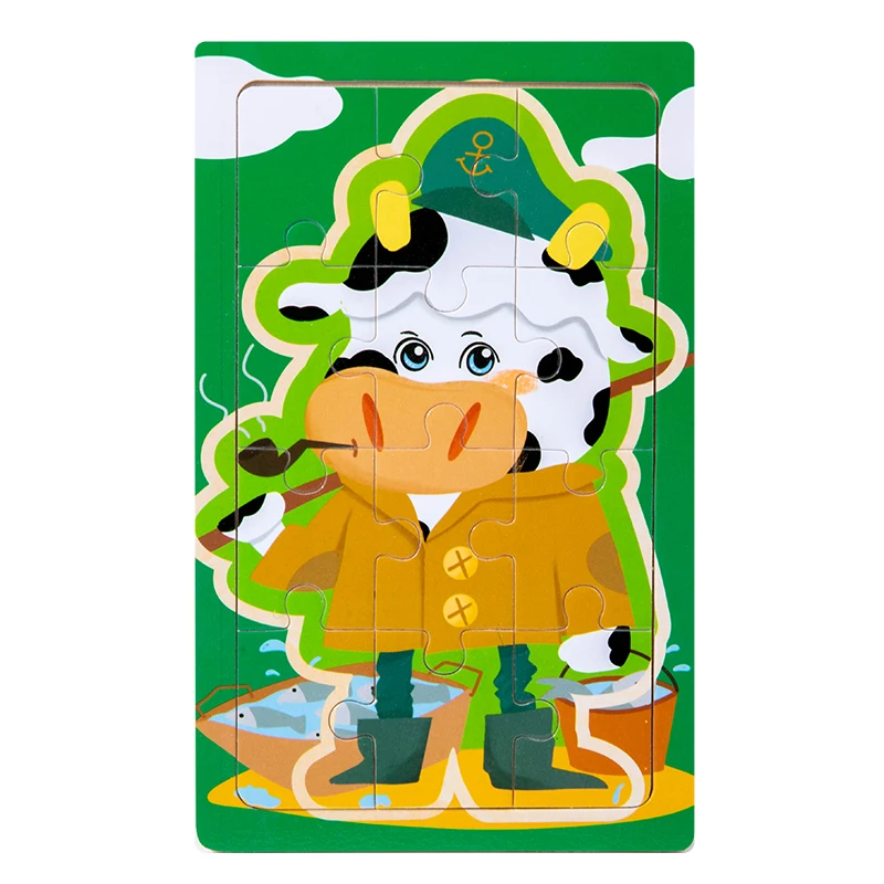 Quebra-cabeça Montessori 3d De Madeira, Tabuleiro De Quebra-cabeça Com Desenhos Animados, Brinquedo Educativo Para Crianças