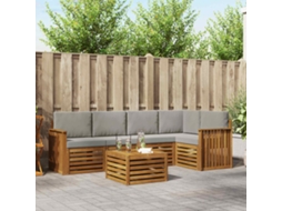 Vidaxl Conjunto De Sofás Para Exterior 6 Unid. Cinza Natural E Claro