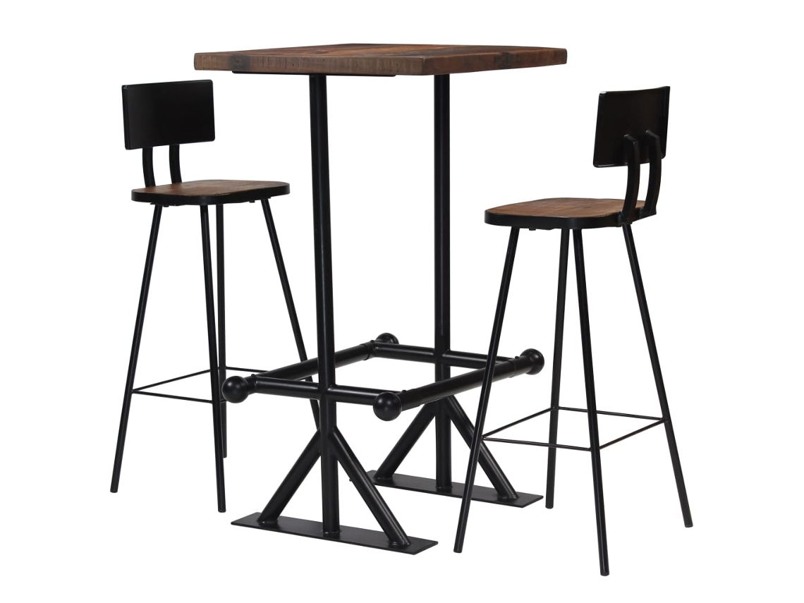 Vidaxl Conjunto De Bar 3 Pcs Madeira Recuperada Maciça