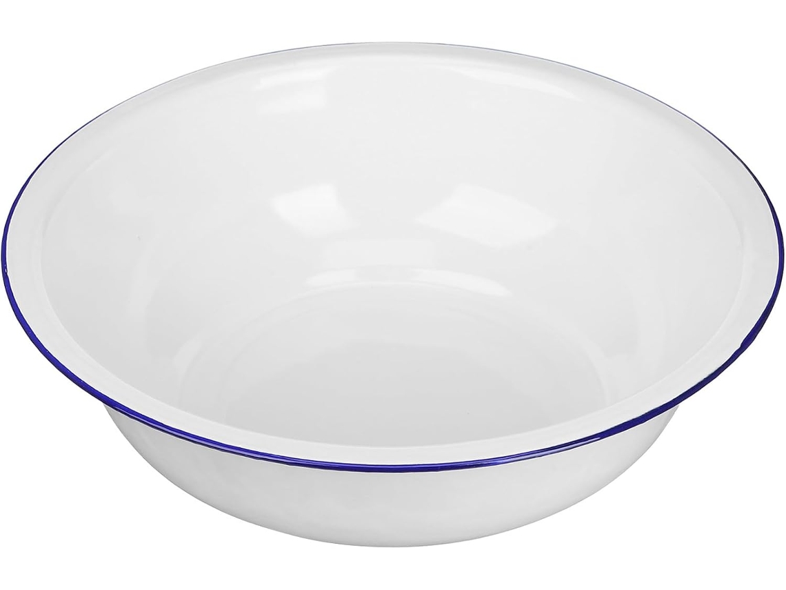 Tigela Grande Vintage Em Esmalte Branco Para Misturar Pão E Lavar Legumes, Tamanho 34 Cm, Adequada Para Tarefas