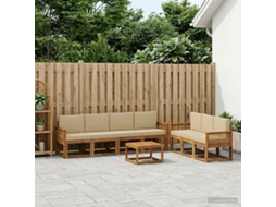 Vidaxl Conjunto De Sofás Para Exterior 8 Pcs Natural E Bege Poliéster
