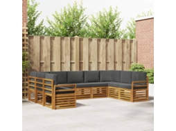 Vidaxl Conjunto De Sofás Para Exterior 9 Unid. Natural E Antracite