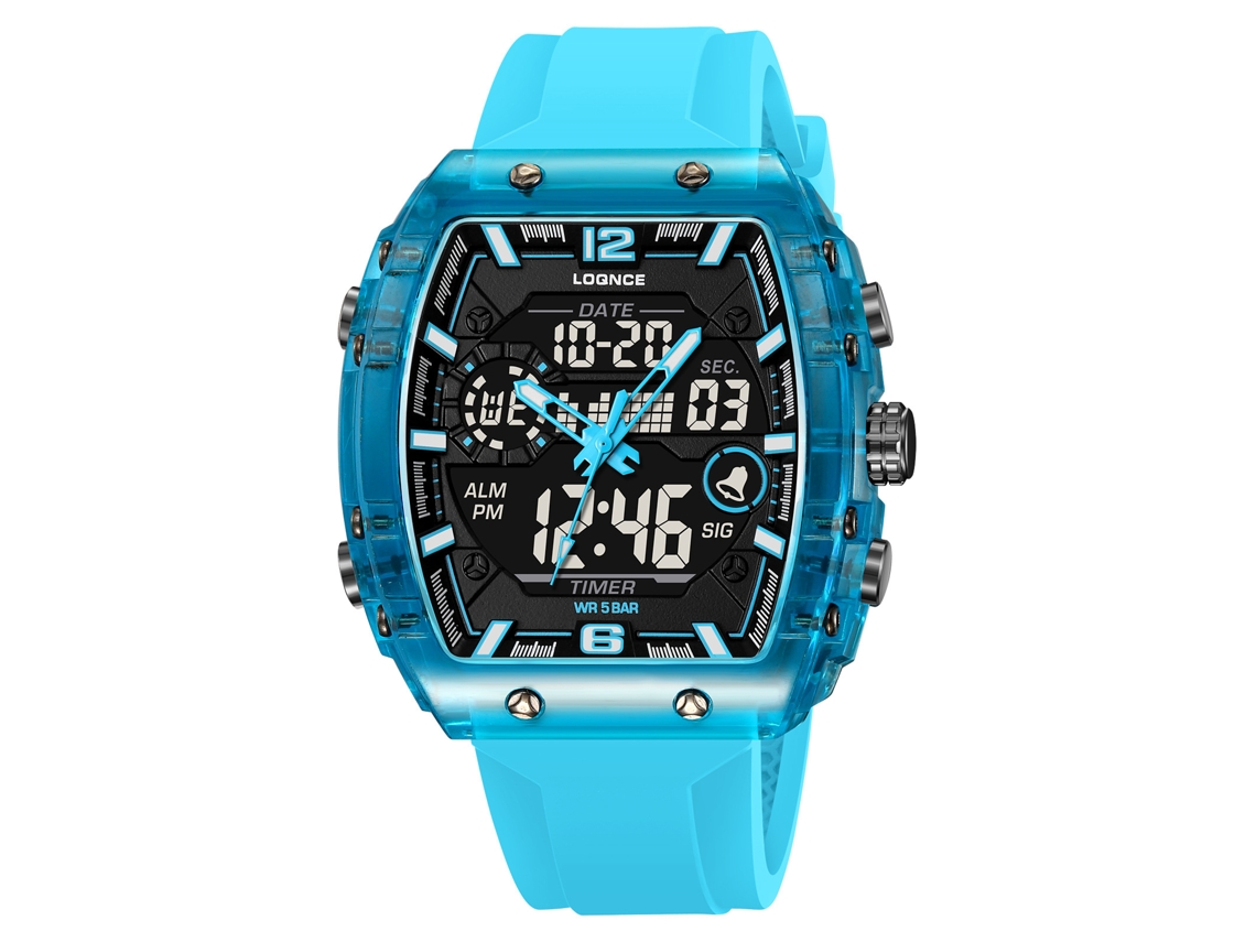 Relógio de Pulso Eletrônico Digital Luminoso e Elegante, À Prova D'água, Relógio Esportivo Masculino MDUG (azul Lago)