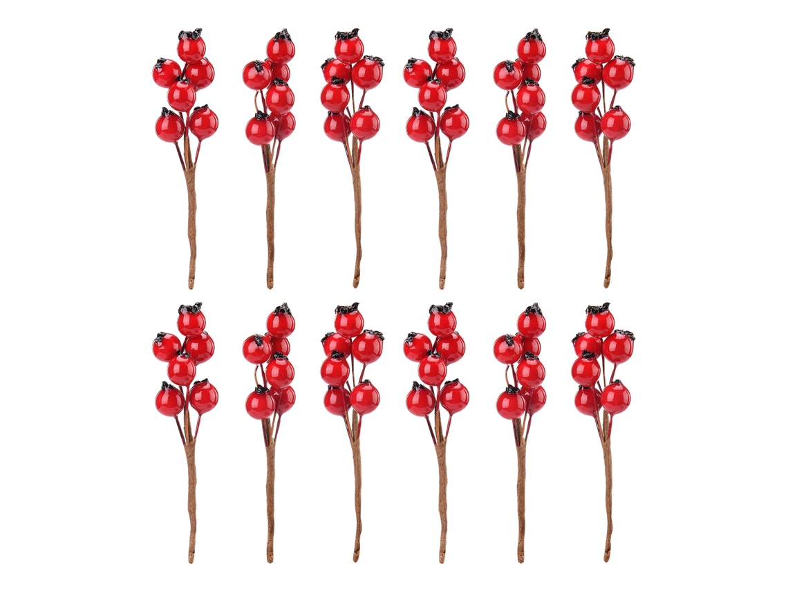 Pack de 24 Frutos Vermelhos 9cm com 1 Ramo por Pack LAXISCREED