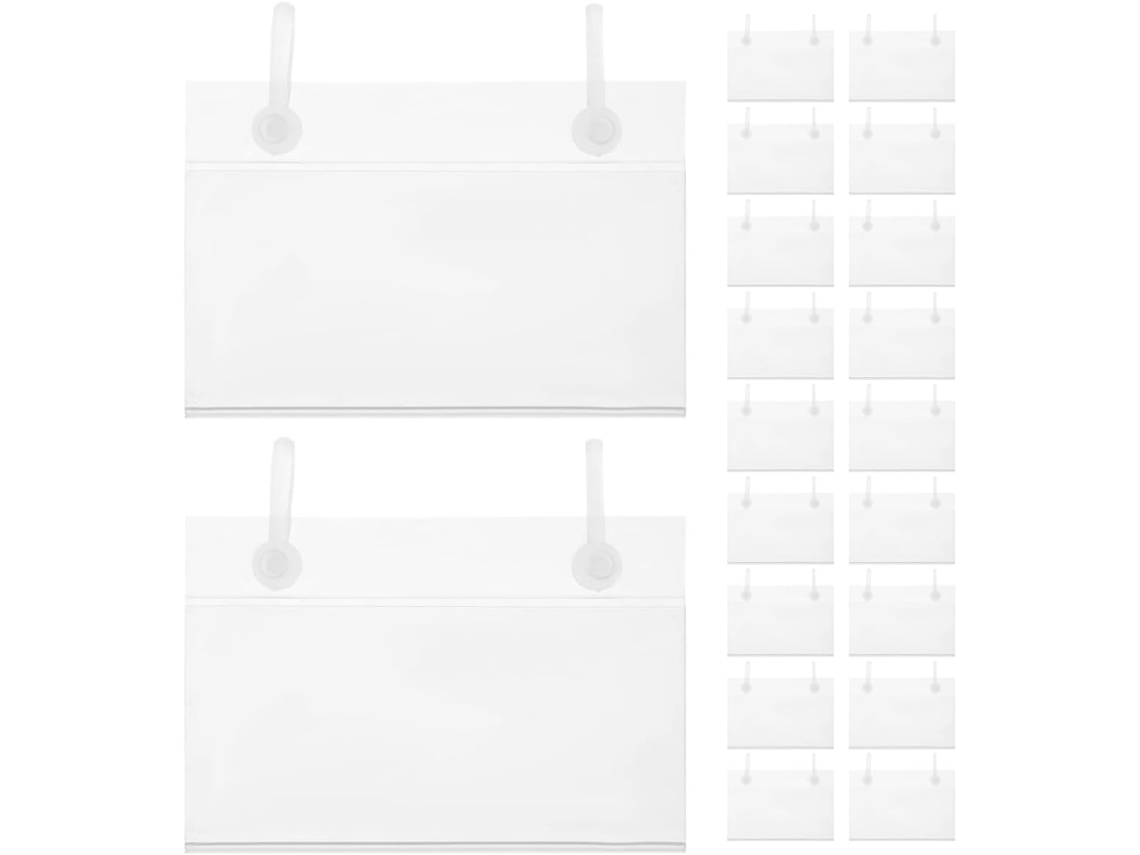 Pacote Com 20 Porta Etiquetas De Preço Em Pvc Transparente, 80x57 Mm, Com Gancho Duplo, Clipes Para Cestos E Gokoco