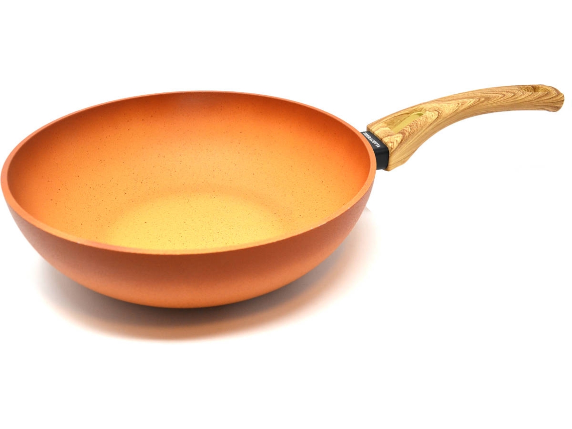 Amercook Terracotta Wok, 28 Cm Durchmesser – Traditioneller Wok Aus Ton, Fassungsvermögen Ca. 38 Liter, Für Authentische Asiatische Gerichte