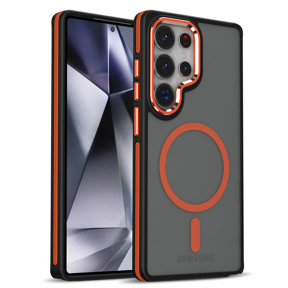 Capa Para Celular Samsung Com Carregamento Sem Fio Magsafe (galaxy S24 Fe, Laranja), Design Magnético.