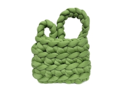 Bolsa Tote de Lã Tecida À Mão Exquisita Elegante para Vida Diária Verde