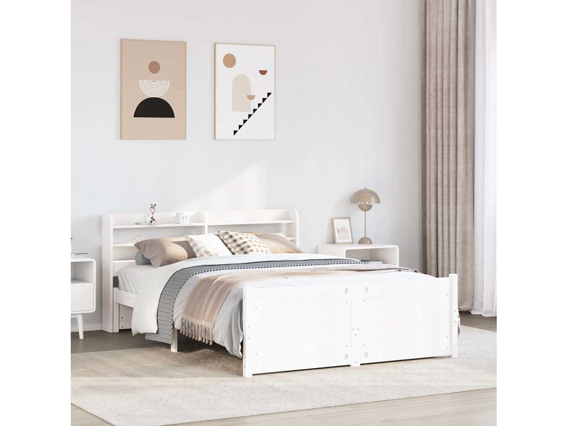 Vidaxl Estrutura De Cama C/ Cabeceira Sem Colchão 140x200 Cm Branco