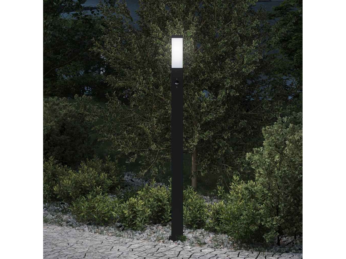 Vidaxl Luminária De Poste Com Sensor, 110 Cm, Preta, Ip44