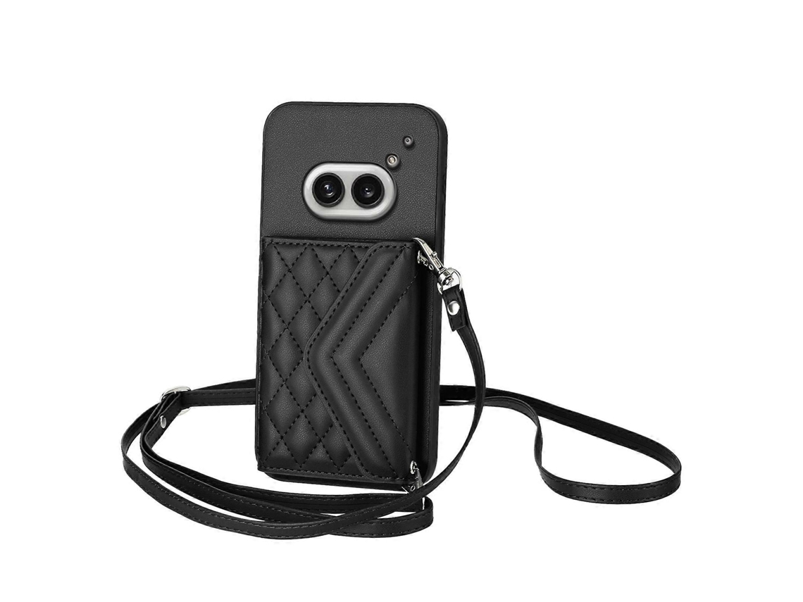 Bolsa Para Celular Com Textura Rômbica, Proteção Rfid E Cordão Longo Para Nothing Phone 2a