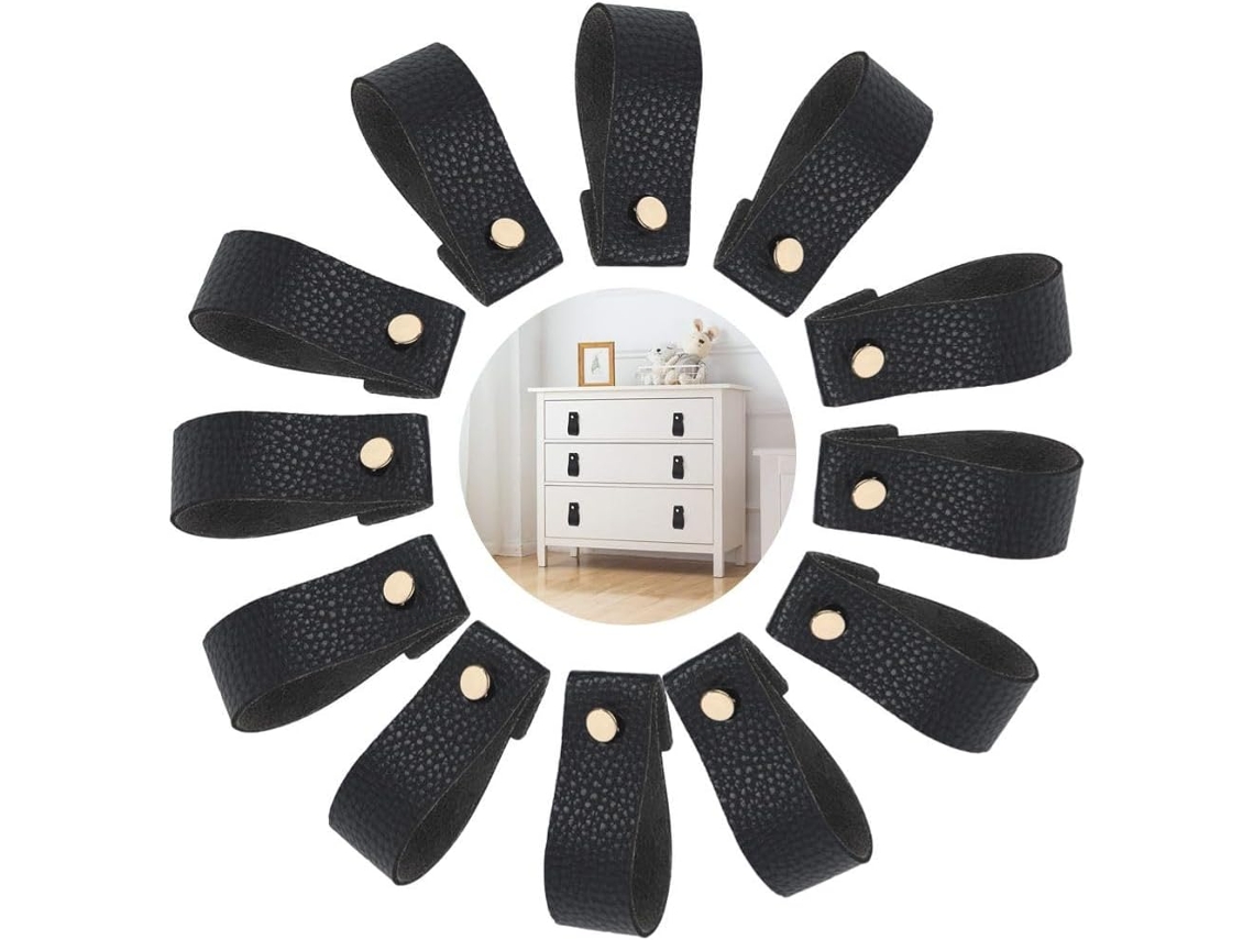 Puxadores De Armário, Conjunto Com 12 Peças, Estilo Vintage, Em Couro Sintético