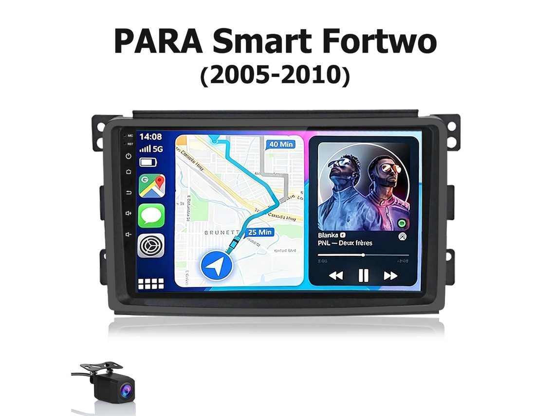 Rádio Carro 9 Polegadas Android 15 Para Smart Fortwo (2005-2010) 6gb+128gb 8 Núcleos Wi-fi Junsun Câmara Oferecida